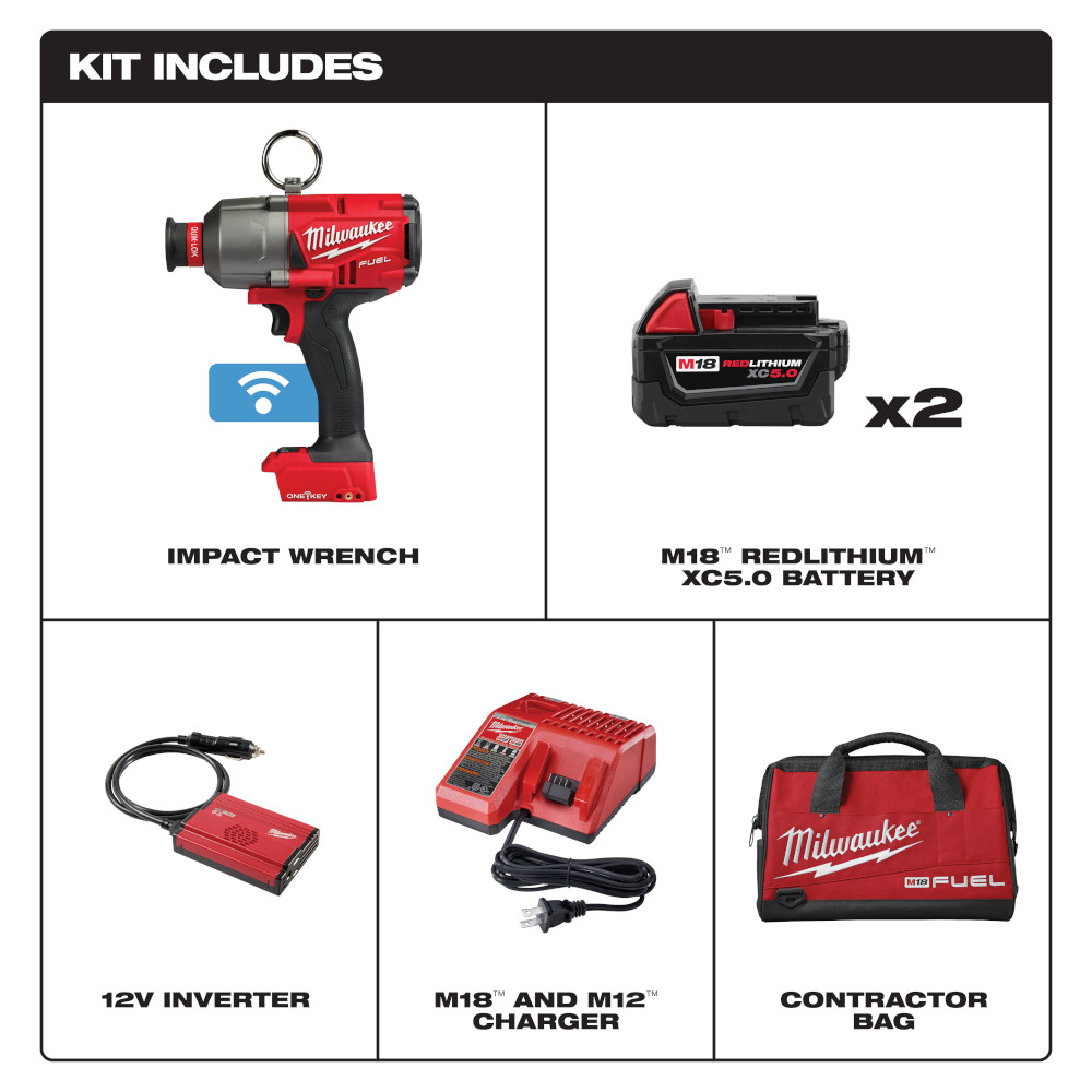 Milwaukee M18 FUEL 7/16 Inch Hex Lineman Utility High Torque Impact Wrench Kit with One Key from Columbia Safety